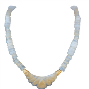 Vintage necklace White Onyx marble stone Necklace. Unique Art Deco jewelry‎